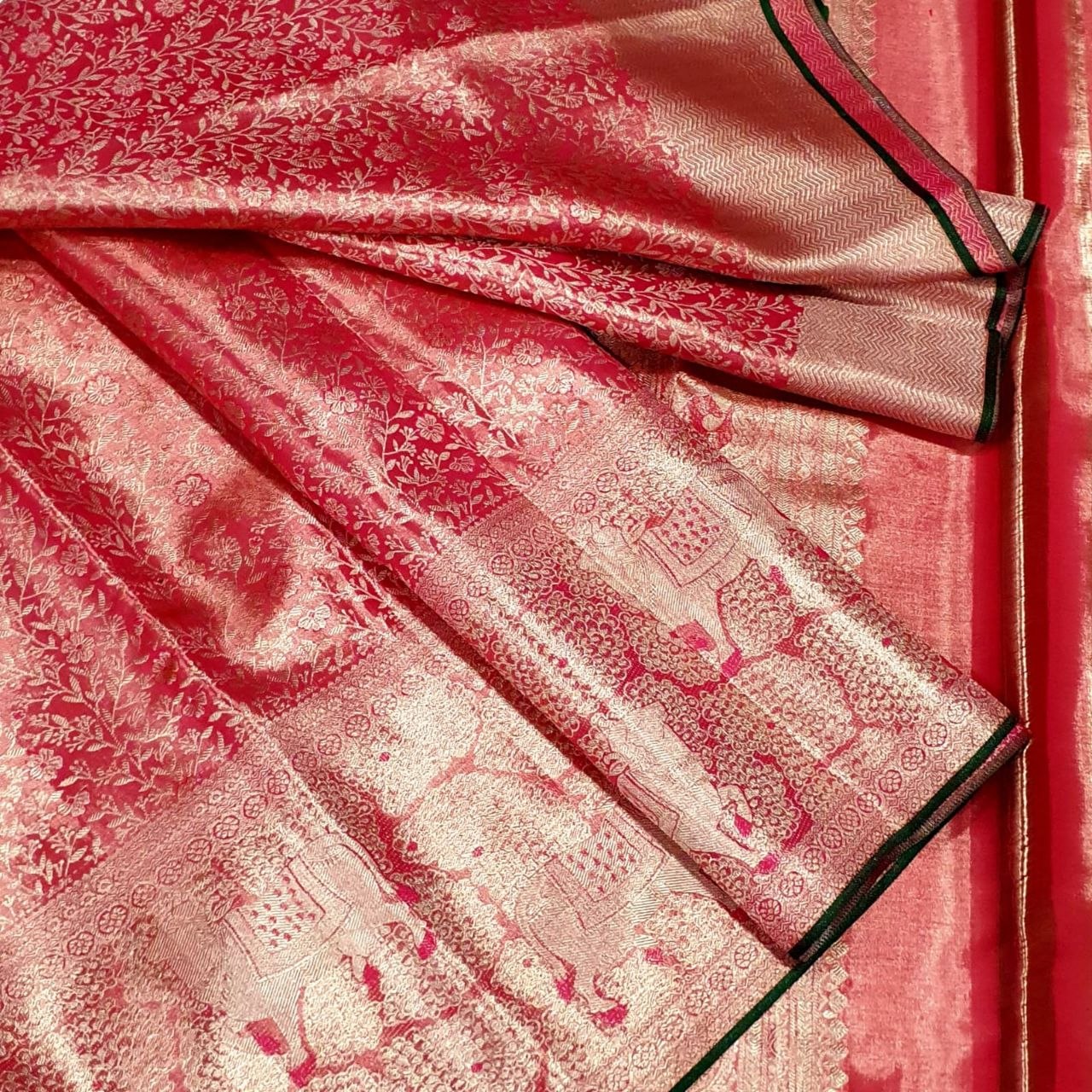 Vermilion Red with Gold Zari Pure Kanchipuram Silk Saree